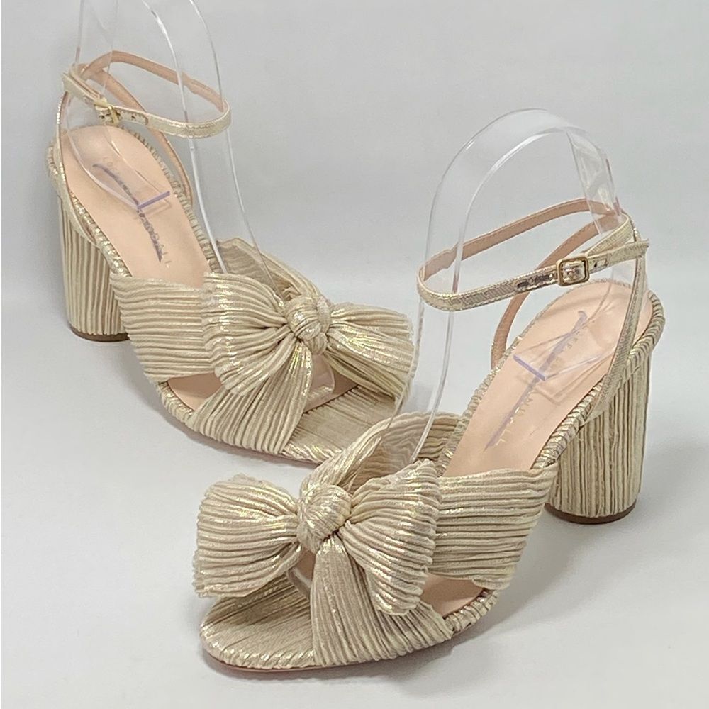 Loeffler Randall Camellia Knotted Lamé Sandals size 6.5